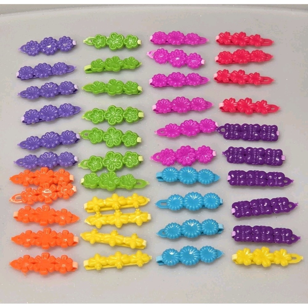 Vintage Goody Hair Lot Kiddie Snap Tight Plastic Barrettes Flowers lot Butterfly